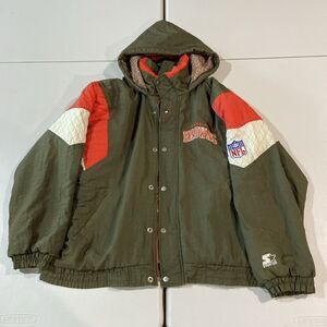 Missing Zipper VTG 90s Starter NFL Cleveland Browns Hooded Snap Jacket Medium